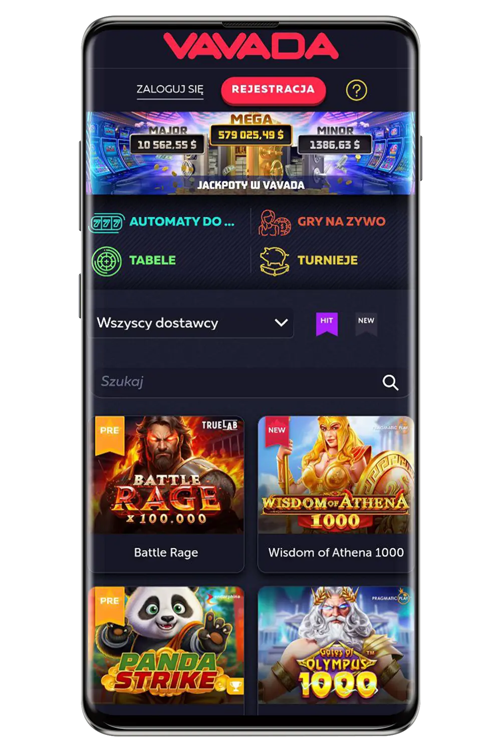 Képernyőképek a hivatalos weboldalról Vavada PL